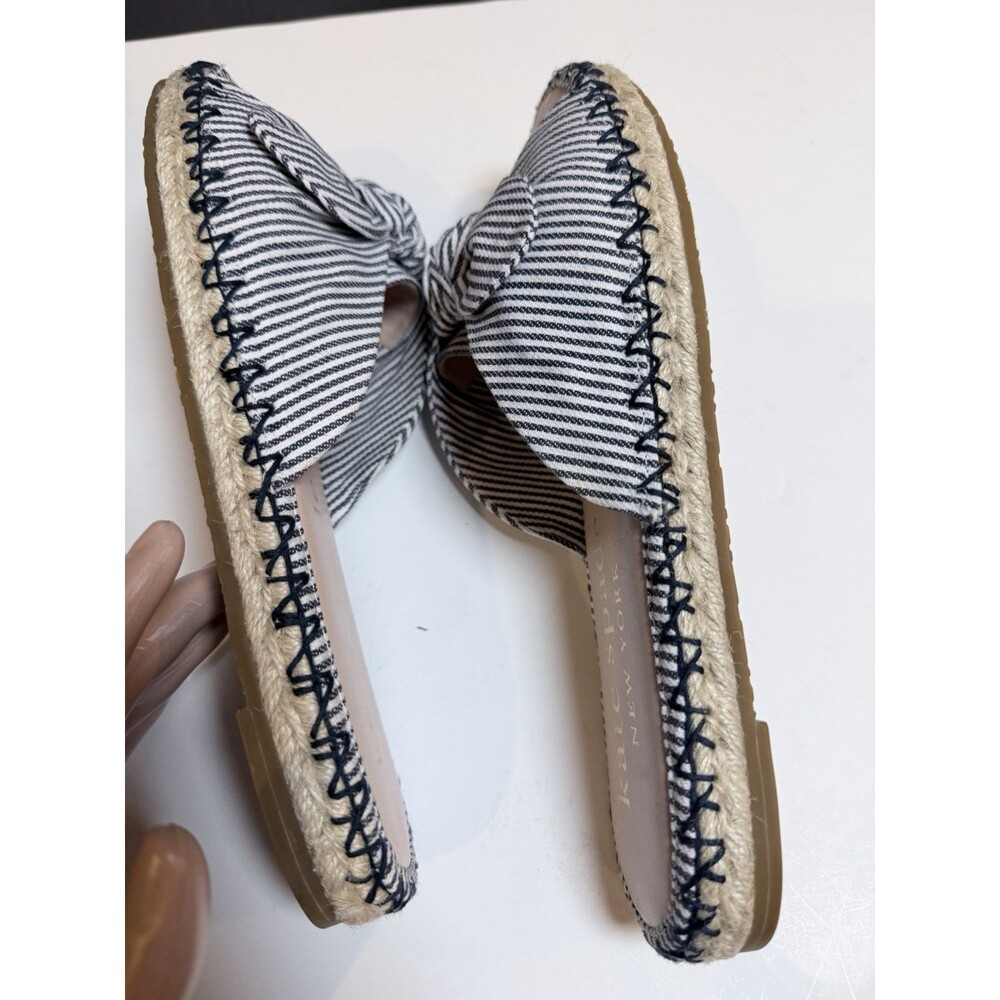 Kate Spade Saltie Shore Espadrille Slide Sandals Women 9B Striped Bow Flats - Picture 5 of 12